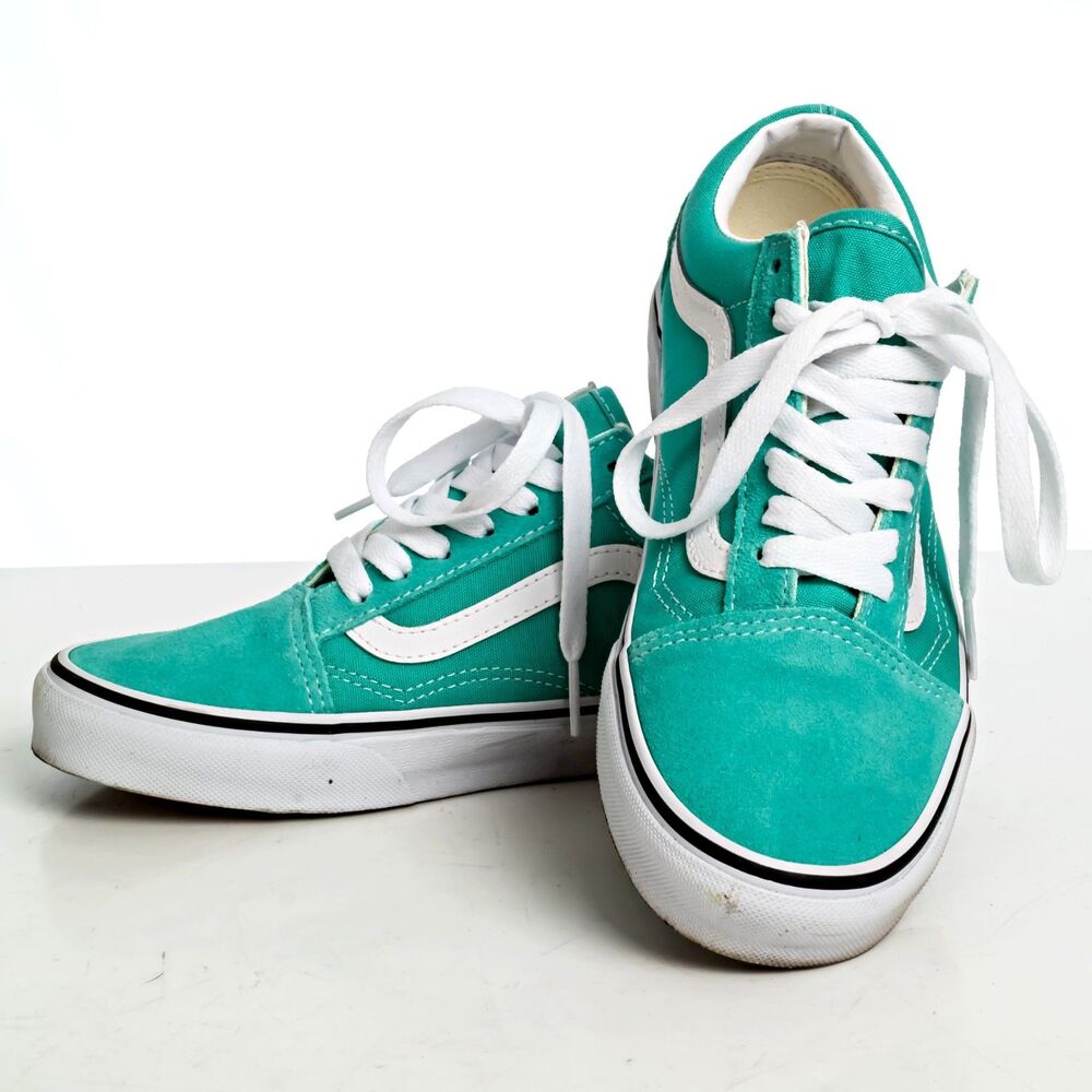 Vans Off The Wall Womens Size 7 Turquoise White Suede Canvas Lace Up Sneakers